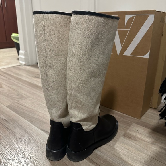 Zara Combined Leather Knee High Boots - Picture 5 of 6